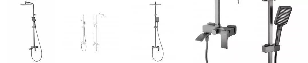 Душевая система WONZON & WOGHAND FIT, Темный графит (WW-88739009-BGM) · Fit, Wonzon & Woghand, WW-88739009-BGM