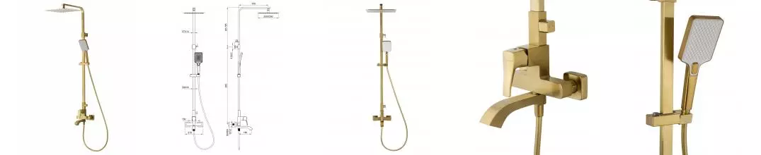 Душевая система WONZON & WOGHAND FLEX, Брашированное золото (WW-88047072-BG) · Flex, Wonzon & Woghand, WW-88047072-BG