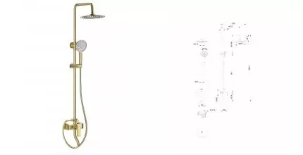 Душевая система WONZON & WOGHAND Line, Брашированное золото (WW-AE3354-BG) · Line, Wonzon & Woghand, WW-AE3354-BG Душевая система WONZON & WOGHAND Line, Брашированное золото (WW-AE3354-BG) · Line, Wonzon & Woghand, WW-AE3354-BG