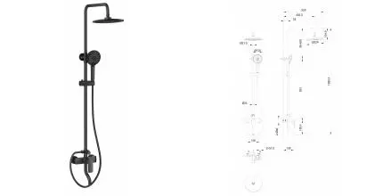 Душевая система «Wonzon & Woghand» Line WW-AE3354-BGG тёмный графит