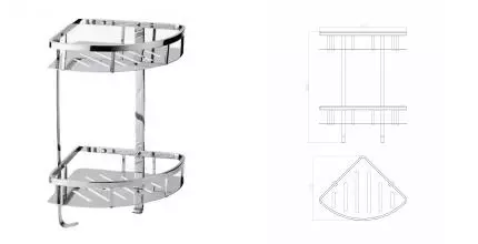 Полка для ванной 2-х ярусная угловая WONZON & WOGHAND, Хром (WW-4142) · Wonzon & Woghand, WW-4142