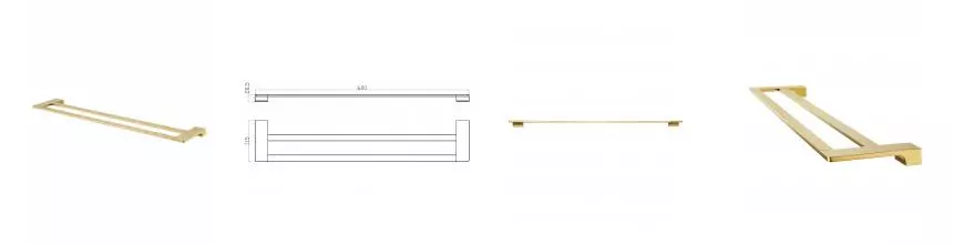 Полотенцедержатель двойной WONZON & WOGHAND ECLIPSE, Глянцевое золото (WW-9111-LG) · Eclipse, Wonzon & Woghand, WW-9111-LG