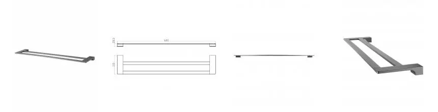 Полотенцедержатель двойной WONZON & WOGHAND ECLIPSE, Тёмный графит (WW-9111-GM) · Eclipse, Wonzon & Woghand, WW-9111-GM