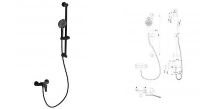 Смеситель для душа с гарнитуром WONZON & WOGHAND, Чёрный матовый (WW-AE3103-MB) · без серии, Wonzon & Woghand, WW-AE3103-MB Смеситель для душа с гарнитуром WONZON & WOGHAND, Чёрный матовый (WW-AE3103-MB) · без серии, Wonzon & Woghand, WW-AE3103-MB