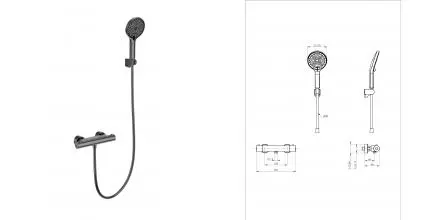 Смеситель для душа «Wonzon & Woghand» Inn 3 WW-B2003-A-BGG с термостатом тёмный графит Смеситель для душа «Wonzon & Woghand» Inn 3 WW-B2003-A-BGG с термостатом тёмный графит