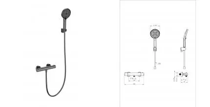 Смеситель для душа «Wonzon & Woghand» Inn 3 WW-B2012-A-BGG с термостатом тёмный графит Смеситель для душа «Wonzon & Woghand» Inn 3 WW-B2012-A-BGG с термостатом тёмный графит