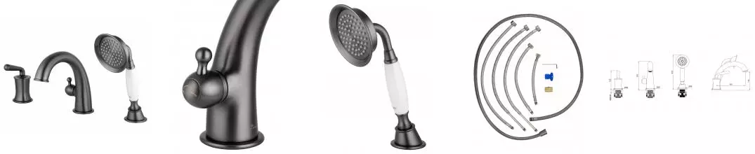 Смеситель на борт ванны «Wonzon & Woghand» Steam WW-88659008-BGM тёмный графит Смеситель на борт ванны «Wonzon & Woghand» Steam WW-88659008-BGM тёмный графит