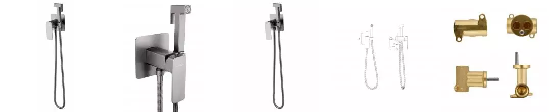 Смеситель с гигиеническим душем «Wonzon & Woghand» Edge WW-88829003-BGM тёмный графит