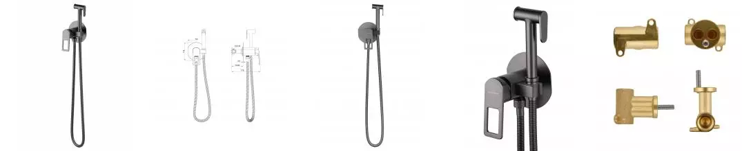 Смеситель с гигиеническим душем «Wonzon & Woghand» Frame WW-88829010-BGM тёмный графит