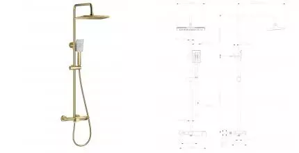 Душевая система WONZON & WOGHAND, Брашированное золото (WW-AE33110-BG) · Wonzon & Woghand, WW-AE33110-BG