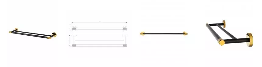 Полотенцедержатель двойной WONZON & WOGHAND MAJESTIC, Чёрный/Золото (WW-9211) · Majestic, Wonzon & Woghand, WW-9211