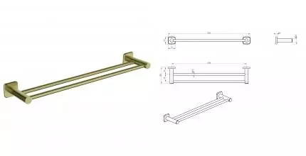 Полотенцедержатель двойной WONZON & WOGHAND, Брашированное золото (WW-V1102-BG) · Wonzon & Woghand, WW-V1102-BG