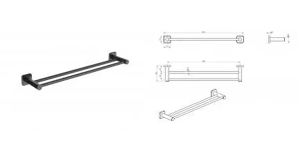 Полотенцедержатель двойной WONZON & WOGHAND, Тёмный графит (WW-V1102-GM) · Wonzon & Woghand, WW-V1102-GM