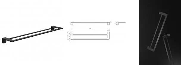 Полотенцедержатель двойной WONZON & WOGHAND, Чёрный матовый (WW-V2102-MB) · Wonzon & Woghand, WW-V2102-MB