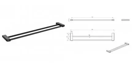 Полотенцедержатель двойной WONZON & WOGHAND, Чёрный матовый (WW-V3102-MB) · Wonzon & Woghand, WW-V3102-MB