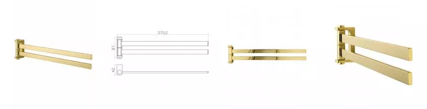 Полотенцедержатель поворотный WONZON & WOGHAND ECLIPSE, Глянцевое золото (WW-9131-LG) · Eclipse, Wonzon & Woghand, WW-9131-LG
