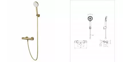 Смеситель для душа «Wonzon & Woghand» Inn 6 WW-B2029-A-BG с термостатом брашированное золото