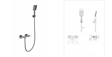 Смеситель для душа «Wonzon & Woghand» Stay 3 WW-B2062-A-BGG с термостатом тёмный графит Смеситель для душа «Wonzon & Woghand» Stay 3 WW-B2062-A-BGG с термостатом тёмный графит