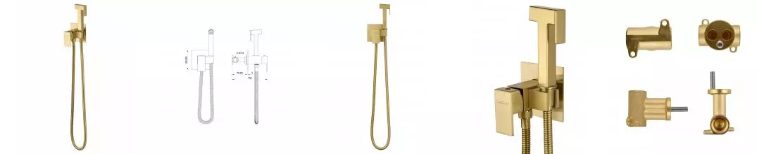 Смеситель с гигиеническим душем встраиваемый WONZON & WOGHAND, Брашированное золото (WW-88829903-BG) · без серии, Wonzon & Woghand, WW-88829903-BG