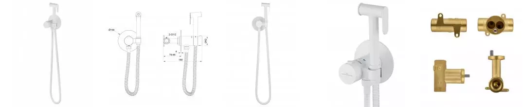 Смеситель с гигиеническим душем и термостатом встраиваемый WONZON & WOGHAND, Белый матовый (WW-88829909-MW) · без серии, Wonzon & Woghand, WW-88829909-MW