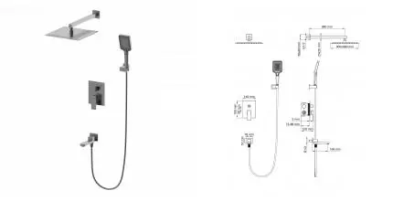 Душевая система встраиваемая WONZON & WOGHAND CUBE 2.0, Тёмный графит (WW-88087068-BGM) · Cube 2.0, Wonzon & Woghand, WW-88087068-BGM