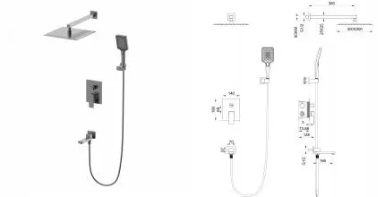 Душевая система встраиваемая WONZON & WOGHAND CUBE 2.0, Тёмный графит (WW-88939068-BGM) · Cube 2.0, Wonzon & Woghand, WW-88939068-BGM