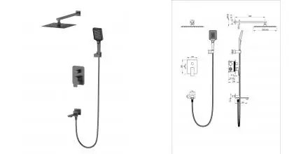 Душевая система встраиваемая WONZON & WOGHAND DIAMOND, Тёмный графит (WW-88939011-BGM) · Diamond, Wonzon & Woghand, WW-88939011-BGM