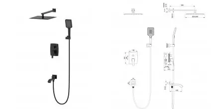 Душевая система встраиваемая WONZON & WOGHAND FLEX, Чёрный матовый (WW-88939072-MB) · Flex, Wonzon & Woghand, WW-88939072-MB