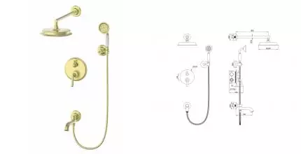Душевая система встраиваемая WONZON & WOGHAND STEAM, Брашированное золото (WW-88939008-BG) · Steam, Wonzon & Woghand, WW-88939008-BG