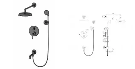 Душевая система встраиваемая WONZON & WOGHAND STEAM, Тёмный графит (WW-88939008-BGM) · Steam, Wonzon & Woghand, WW-88939008-BGM