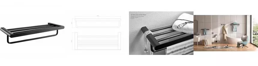 Полотенцедержатель с полкой WONZON & WOGHAND CARBON, Чёрный (WW-7781) · Carbon, Wonzon & Woghand, WW-7781