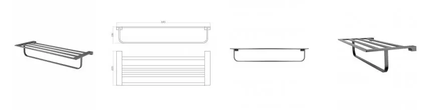 Полотенцедержатель с полкой WONZON & WOGHAND ECLIPSE, Тёмный графит (WW-9181-GM) · Eclipse, Wonzon & Woghand, WW-9181-GM