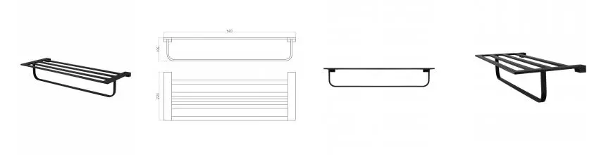 Полотенцедержатель с полкой WONZON & WOGHAND ECLIPSE, Чёрный (WW-9181-BL) · Eclipse, Wonzon & Woghand, WW-9181-BL
