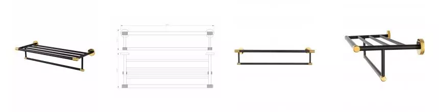 Полотенцедержатель с полкой WONZON & WOGHAND MAJESTIC, Чёрный/Золото (WW-9281) · Majestic, Wonzon & Woghand, WW-9281