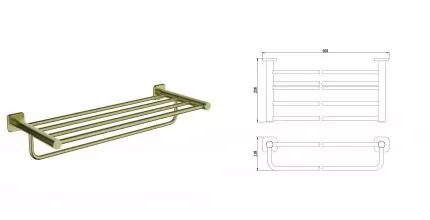 Полотенцедержатель с полкой WONZON & WOGHAND, Брашированное золото (WW-V1901-BG) · Wonzon & Woghand, WW-V1901-BG