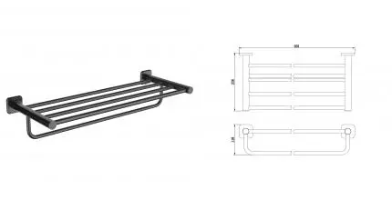 Полотенцедержатель с полкой WONZON & WOGHAND, Тёмный графит (WW-V1901-GM) · Wonzon & Woghand, WW-V1901-GM
