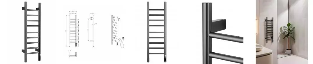 Полотенцесушитель электрический WONZON & WOGHAND BONN, Тёмный графит (WW-AL4092-GM) · Wonzon & Woghand, WW-AL4092-GM