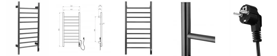 Полотенцесушитель электрический WONZON & WOGHAND BONN, Тёмный графит (WW-AL409-GM) · Wonzon & Woghand, WW-AL409-GM