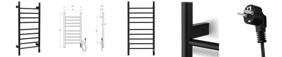 Полотенцесушитель электрический WONZON & WOGHAND BONN, Черный матовый (WW-AL409-MB) · Wonzon & Woghand, WW-AL409-MB