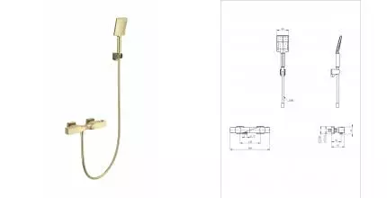 Смеситель для душа с термостатом WONZON & WOGHAND Twist, Брашированное золото (WW-B2025-A- BG) · Twist, Wonzon & Woghand, WW-B2025-A-BG
