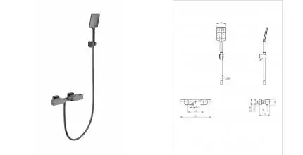 Смеситель для душа с термостатом WONZON & WOGHAND Twist, Темный графит (WW-B2025-A-BGG) · Twist, Wonzon & Woghand, WW-B2025-A-BGG