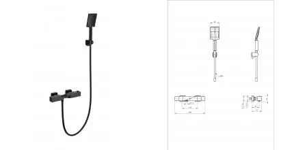 Смеситель для душа с термостатом WONZON & WOGHAND Twist, Черный матовый (WW-B2025-A-MB) · Twist, Wonzon & Woghand, WW-B2025-A-MB