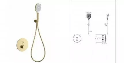 Смеситель для душа с термостатом встраиваемый WONZON & WOGHAND, Брашированное золото (WW-D1017-A-BG) · без серии, Wonzon & Woghand, WW-D1017-A-BG
