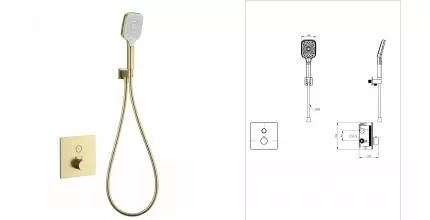 Смеситель для душа с термостатом встраиваемый WONZON & WOGHAND, Брашированное золото (WW-D1017-B-BG) · без серии, Wonzon & Woghand, WW-D1017-B-BG