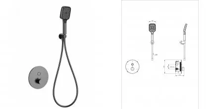 Смеситель для душа с термостатом встраиваемый WONZON & WOGHAND, Темный графит (WW-D1017-A-BGG) · без серии, Wonzon & Woghand, WW-D1017-A-BGG