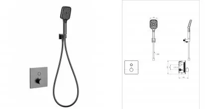 Смеситель для душа с термостатом встраиваемый WONZON & WOGHAND, Темный графит (WW-D1017-B-BGG) · без серии, Wonzon & Woghand, WW-D1017-B-BGG