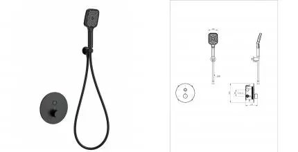 Смеситель для душа с термостатом встраиваемый WONZON & WOGHAND, Черный матовый (WW-D1017-A-MB) · без серии, Wonzon & Woghand, WW-D1017-A-MB