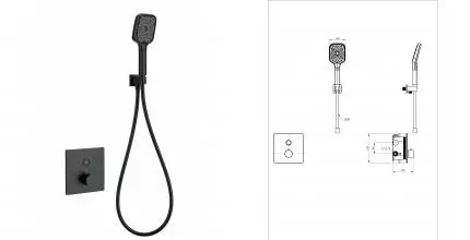Смеситель для душа с термостатом встраиваемый WONZON & WOGHAND, Черный матовый (WW-D1017-B-MB) · без серии, Wonzon & Woghand, WW-D1017-B-MB