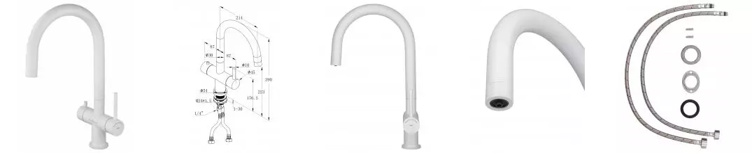 Смеситель для кухни c подключением фильтра WONZON & WOGHAND, Белый матовый (WW-3211-MW) · без серии, Wonzon & Woghand, WW-3211-MW