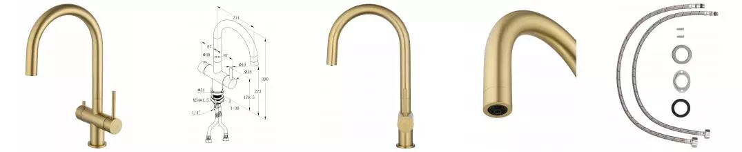 Смеситель для кухни c подключением фильтра WONZON & WOGHAND, Брашированное золото (WW-3211-BG) · без серии, Wonzon & Woghand, WW-3211-BG Смеситель для кухни c подключением фильтра WONZON & WOGHAND, Брашированное золото (WW-3211-BG) · без серии, Wonzon & Woghand, WW-3211-BG